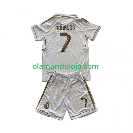Camisola Real Madrid Cristiano Ronaldo 7 2012 Retro Criança Equipamento Primeiro 2011 Manga Curta